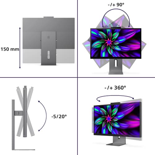Philips Brilliance 27E3U7903 - 7000 Series - LED monitor - USB - 27" - 5120 x 2880 5K Ultra HD (2880p) @ 70 Hz - IPS - 500 cd/m� - 2000:1 - DisplayHDR 600 - 4 ms - Thunderbolt 4, HDMI - speakers - space grey — view 4