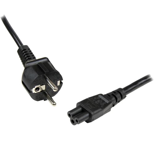 StarTech.com 1m (3ft) Laptop Power Cord, EU Schuko to C5, 2.5A 250V, 18AWG, Notebook / Laptop Replacement AC Cord, Printer/Power Brick Cord, Schuko CEE 7/7 to Clover Leaf IEC 60320 C5 - Laptop Charger Cable - Power cable - IEC 60320 C5 to power CEE 7/7 (M) - AC 250 V - 1 m - molded - black
