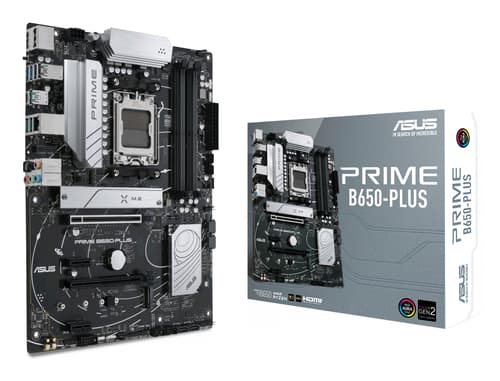 ASUS Prime B650-Plus - Motherboard - ATX - Socket AM5 - AMD B650 Chipset - USB-C 3.2 Gen2, USB 3.2 Gen 2, USB 3.2 Gen 1, USB-C 3.2 Gen 1 - 2.5 Gigabit LAN - onboard graphics (CPU required) - HD Audio (8-channel) — view 1