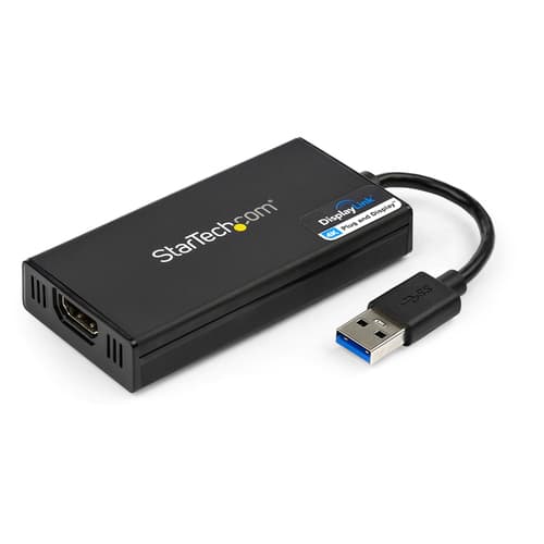 StarTech.com USB 3.0 to HDMI Adapter, 4K 30Hz Ultra HD, DisplayLink Certified, USB Type-A to HDMI Display Adapter Converter for Monitor, External Video & Graphics Card, Mac & Windows - USB to HDMI Adapter (USB32HD4K) - Adapter cable - TAA Compliant - USB Type A male to HDMI female - 20 cm - black - USB power + audio - for P/N: HDDVIMM3, HDMM12, HDMM15, HDMM1MP, HDMM2MP, HDMM3, HDMM3MP, HDMM50A, HDMM6, HDPMM50
