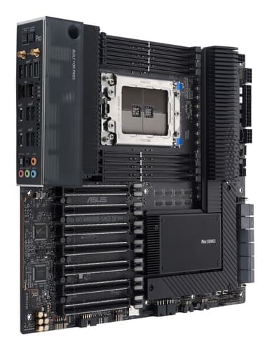 ASUS Pro WS WRX80E-SAGE SE WIFI II - Motherboard - extended ATX / SSI EEB - Socket sWRX8 - AMD WRX80 Chipset - USB-C 3.2 Gen 2x2, USB-C 3.2 Gen2, USB 3.2 Gen 2, USB 3.2 Gen 1 - 2 x 10 Gigabit LAN, Wi-Fi 6E, Bluetooth - HD Audio (8-channel) — view 3