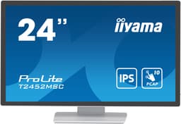 iiyama ProLite T2452MSC-W1 - LED monitor - 24" (23.8" viewable) - touchscreen - 1920 x 1080 Full HD (1080p) - IPS - 400 cd/m� - 1000:1 - 14 ms - HDMI, DisplayPort - speakers - white