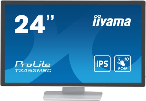 iiyama ProLite T2452MSC-W1 - LED monitor - 24" (23.8" viewable) - touchscreen - 1920 x 1080 Full HD (1080p) - IPS - 400 cd/m� - 1000:1 - 14 ms - HDMI, DisplayPort - speakers - white