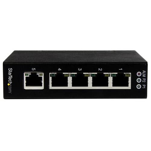 StarTech.com 5 Port Unmanaged Industrial Gigabit Ethernet Switch - DIN Rail / Wall-Mountable Network Switch - Rugged IP30 Gigabit Switch (IES51000) - Switch - 5 x 10/100/1000 - wall-mountable, desktop, DIN rail mountable - DC power — view 3