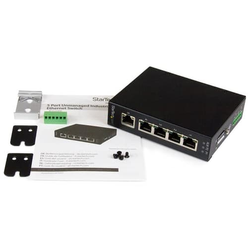 StarTech.com 5 Port Unmanaged Industrial Gigabit Ethernet Switch - DIN Rail / Wall-Mountable Network Switch - Rugged IP30 Gigabit Switch (IES51000) - Switch - 5 x 10/100/1000 - wall-mountable, desktop, DIN rail mountable - DC power — view 5