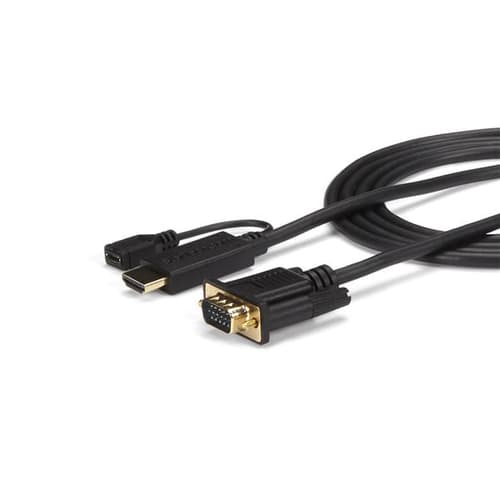 StarTech.com HDMI to VGA Cable - 6ft 2m - 1080p - Active Conversion - HDMI to VGA Adapter Cable for Your VGA Monitor / Display (HD2VGAMM6) - Adapter cable - HDMI, Micro-USB Type B (power only) to HD-15 (VGA) male - 2 m - black - active, 1920 x 1200 (WUXGA) support - for P/N: MST30C2DPPD