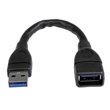 StarTech.com 6in Short USB 3.0 Extension Adapter Cable (USB-A Male to USB-A Female) - USB 3.1 Gen 1 (5Gbps) Port Saver Cable - Black (USB3EXT6INBK) - USB extension cable - USB Type A (F) to USB Type A (M) - USB 3.0 - 15.2 cm - molded - black - for P/N: 35FCREADBU3, HB30A4AIB, HB30C4AIB, HB31C4AB, SU2DUPERA11, USB3SAA3MBK