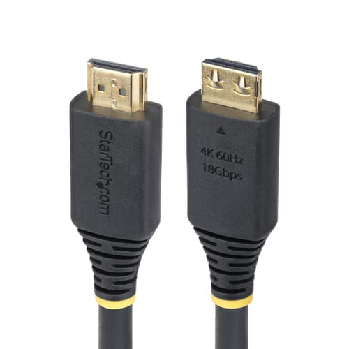 StarTech.com 15ft High Speed HDMI Cable w/Gripping Connectors, 4K 60Hz - High Speed - HDMI cable with Ethernet - HDMI male to HDMI male - 4.5 m - shielded - black - 4K60Hz support, 2K144Hz support, 1080p support 240Hz, halogen-free, passive