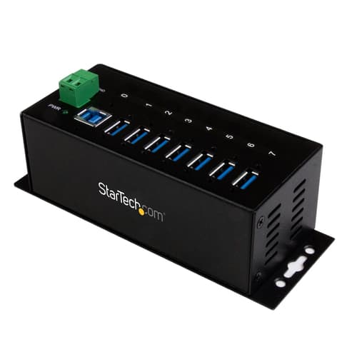 StarTech.com 7-Port USB 3.0 Hub - Metal Industrial USB-A Hub with ESD Protection & 350W Surge Protection - Din Rail, Wall or Desk Mountable - TAA Compliant USB Expander Hub (ST7300USBME) - Hub - 7 x SuperSpeed USB 3.0 - DIN rail mountable, wall-mountable - DC power - for P/N: ITB20D3250, USB312SAT3CB, USB315CB2M, USBLT1MWS, USBLT2MBR, USBLTM1MBK, USBLTM1MWH