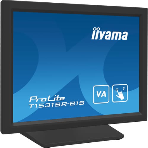 iiyama ProLite T1531SR-B1S - LED monitor - 15" - touchscreen - 1024 x 768 - VA - 350 cd/m� - 2500:1 - 18 ms - HDMI, VGA, DisplayPort - speakers - black, matte — view 4
