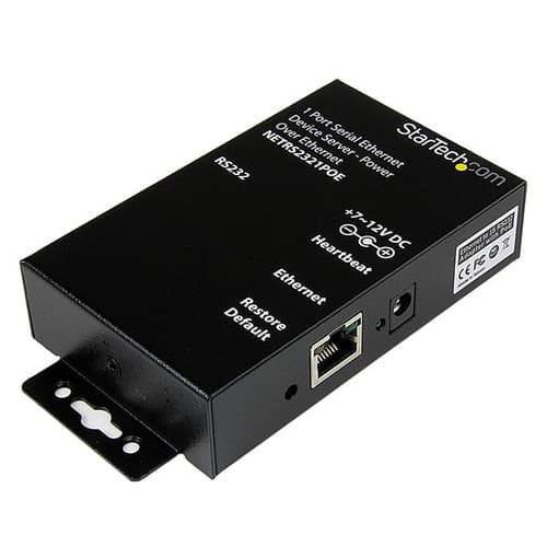 StarTech.com 1 Port RS232 Serial Ethernet Device Server - PoE Power Over Ethernet - Serial over IP Device Server Adapter - PoE-Powered (NETRS2321POE) - Device server - 100Mb LAN, RS-232 - for P/N: IES61002POE, IES81000POE, POEINJ1G, POEINJ1GW, POEINJ4G, SVA12M5NA, UPOESPLT1G