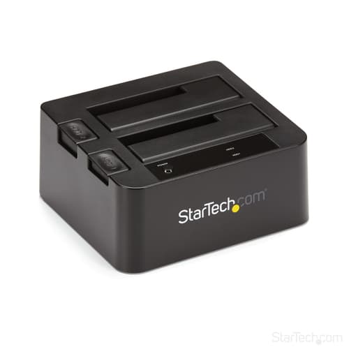 StarTech.com Dual-Bay USB 3.1 to SATA Hard Drive Docking Station, USB 3.1 (10 Gbps) Hard Drive Dock, External 2.53.5 SATA IIIIII, SSDHDD Docking Station, Hot-Swap Hard Drive Bay - Top-Loading - Storage controller - 2.5", 3.5" - USB 3.1 (Gen 2) - black