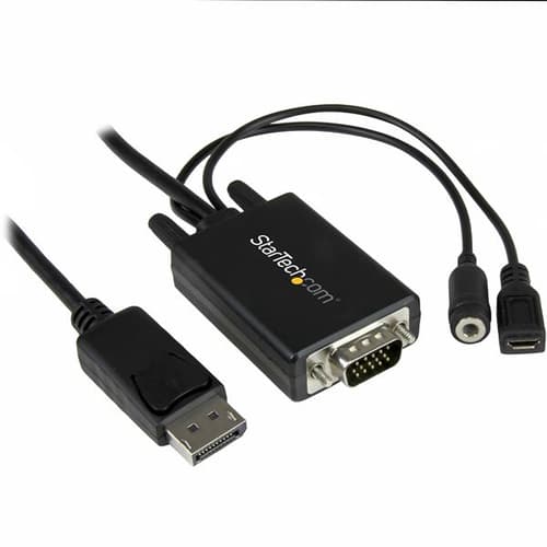 StarTech.com 6 ft / 2m DisplayPort to VGA Adapter Cable with Audio - DisplayPort adapter - DisplayPort (M) to 15 pin D-Sub (DB-15), mini-phone stereo 3.5 mm, Micro-USB Type B (power only) - 2 m - black - for P/N: DK30CH2DEP, DK30CH2DEPUE