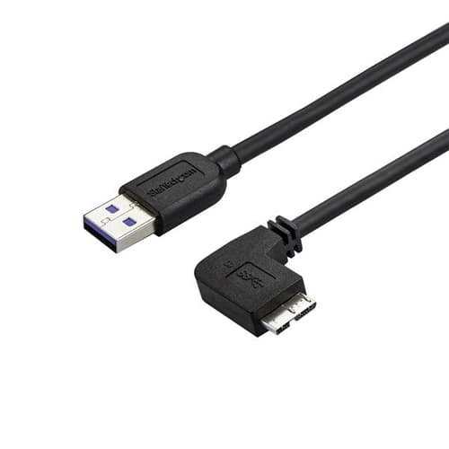 StarTech.com 2m 6 ft Slim Micro USB 3.0 Cable M/M - Right-Angle Micro-USB - USB 3.0 A to Micro B - Angled Micro USB - USB 3.1 Gen 1 5Gbps (USB3AU2MRS) - USB cable - Micro-USB Type B (M) to USB Type A (M) - USB 3.0 - 2 m - right-angled connector - black
