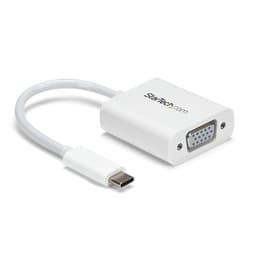 StarTech.com USB-C to VGA Adapter - White - 1080p - Video Converter For Your MacBook Pro / Projector / VGA Display (CDP2VGAW) - USB / VGA adapter - 24 pin USB-C (M) to HD-15 (VGA) (F) - USB 3.1 Gen 1 / Thunderbolt 3 - 17.5 m - 1920 x 1200 (WUXGA) support, USB power - white - for P/N: TB3DK2DPPD, TB3DK2DPPDUE, TB3DK2DPW, TB3DK2DPWUE, TB3DKDPMAW, TB3DKDPMAWUE