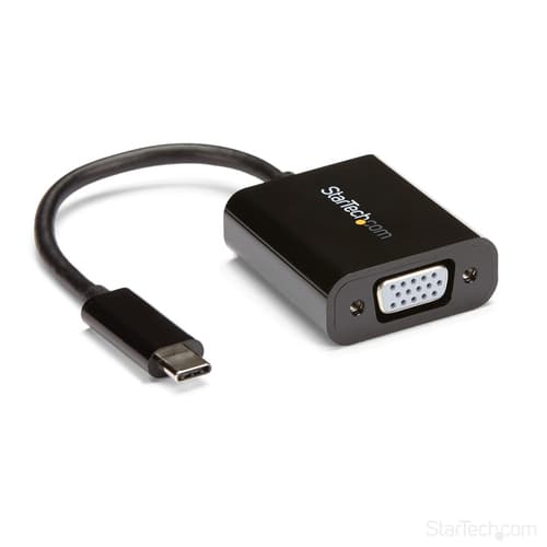 StarTech.com USB-C to VGA Adapter - Black - 1080p - Video Converter For Your MacBook Pro - USB C to VGA Display Dongle (CDP2VGA) - USB / VGA adapter - 24 pin USB-C (M) to HD-15 (VGA) (F) - USB 3.1 Gen 1 / Thunderbolt 3 - 18 cm - 1920 x 1200 (WUXGA) support, USB power - black - for P/N: BNDTB10GI, BNDTB210GSFP, BNDTB410GSFP, BNDTB4M2E1, BNDTBUSB3142, TB4CDOCK