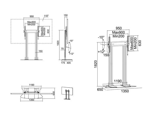 *Non Cancellable/Non Returnable (NCNR)* STAND 180 DUAL PILLAR FLOORBASE SIL — view 7