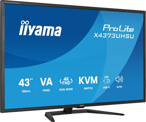 iiyama ProLite X4373UHSU-B2 - LED monitor - 43" (42.5" viewable) - 3840 x 2160 4K @ 60 Hz - VA - 450 cd/m� - 4000:1 - HDR10 - 3 ms - 2xHDMI, DisplayPort - speakers - matte, black — view 3