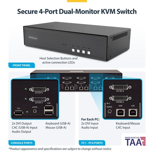StarTech.com - KVM / audio / USB switch - 4 x KVM / audio / USB - 1 local user - desktop — view 5