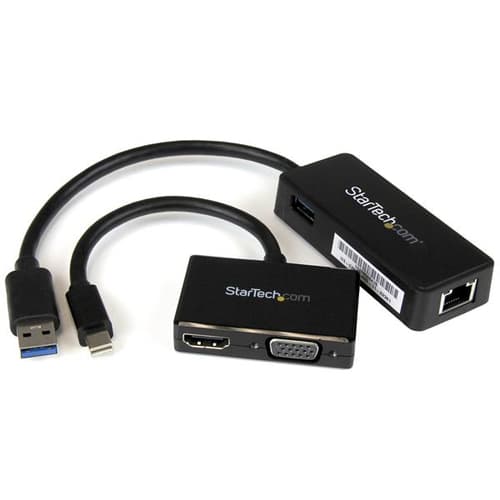 StarTech.com 2-in-1 Accessory Kit for Surface and Surface Pro 4 - mDP to HDMI / VGA - USB 3.0 GbE - Works with Surface Pro 3 and Surface 3 (MSTS3MDPUGBK) - Notebook accessories bundle - black - for Microsoft Surface 3, Pro 2, Pro 3, Pro 4