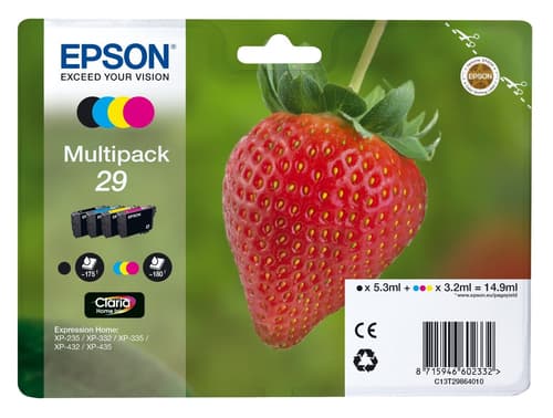 Epson 29 Multipack - 4-pack - black, yellow, cyan, magenta - original - ink cartridge - for Expression Home XP-235, 245, 247, 332, 335, 342, 345, 432, 435, 442, 445