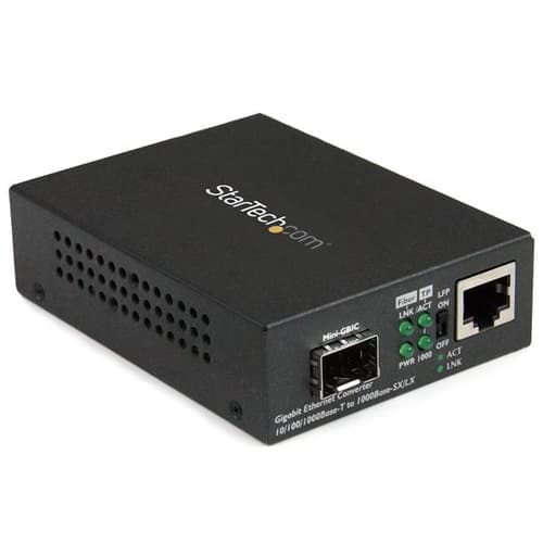 StarTech.com Multimode / Single Mode Fiber Media Converter - Open SFP Slot - 10/100/1000Mbps RJ45 Port - LFP Supported - IEEE 802.1q Tag VLAN - (MCM1110SFP) - Fibre media converter - 1GbE - 10Base-T, 1000Base-LX, 1000Base-SX, 100Base-TX, 1000Base-T - RJ-45 / SFP (mini-GBIC) - for P/N: GLCLHSMDSTTA, GLCSXMMDST, GLCSXMMDSTT, GLCTEST, MASFP1GBTXST, SFP1GELXST