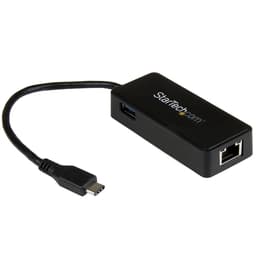 StarTech.com USB-C to Ethernet Gigabit Adapter - Thunderbolt 3 Compatible - USB Type C Network Adapter - USB C Ethernet Adapter (US1GC301AU) - Network adapter - USB-C - Gigabit Ethernet + USB 3.1 Gen 2 - black