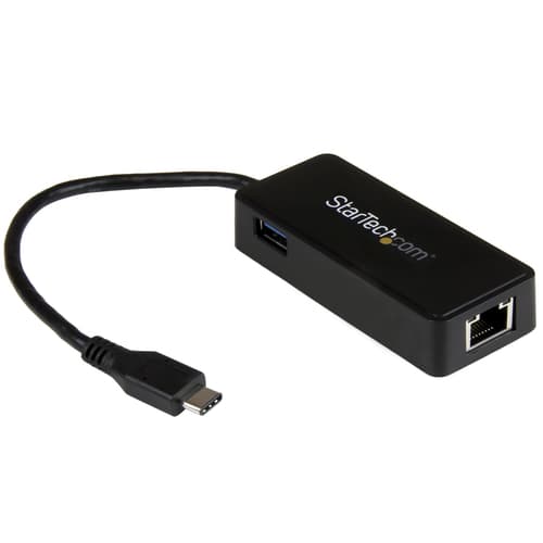StarTech.com USB-C to Ethernet Gigabit Adapter - Thunderbolt 3 Compatible - USB Type C Network Adapter - USB C Ethernet Adapter (US1GC301AU) - Network adapter - USB-C - Gigabit Ethernet + USB 3.1 Gen 2 - black