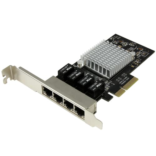 StarTech.com 4 Port PCIe Network Card - RJ45 Port - Intel i350 Chipset - Ethernet Server / Desktop Network Card - Dual Gigabit NIC Card (ST4000SPEXI) - Network adapter - PCIe x4 low profile - 1GbE - 1000Base-T - black - for P/N: BNDTB10GI, BNDTB210GSFP, BNDTB310GNDP, BNDTB410GSFP, BNDTB4M2E1, BNDTBUSB3142