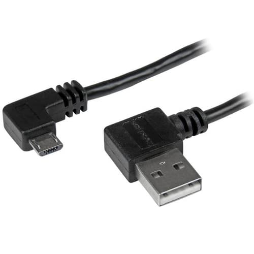 StarTech.com 2m 6 ft Micro-USB Cable with Right-Angled Connectors - M/M - USB A to Micro B Cable - 6ft Right Angle Micro USB Cable (USB2AUB2RA2M) - USB cable - Micro-USB Type B (M) to USB (M) - USB 2.0 - 2 m - right-angled connector - black - for P/N: USB2PCARBK, USB2PCARBKS, USBEXTAA10BK, USBEXTAA6BK, USBLT2PCARW, USBUB2PCARB — view 1