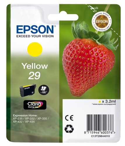 Epson 29 - 3.2 ml - yellow - original - blister with RF/acoustic alarm - ink cartridge - for Expression Home XP-235, 245, 247, 332, 335, 342, 345, 432, 435, 442, 445