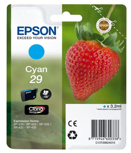 Epson 29 - 3.2 ml - cyan - original - blister with RF/acoustic alarm - ink cartridge - for Expression Home XP-235, 245, 247, 332, 335, 342, 345, 432, 435, 442, 445