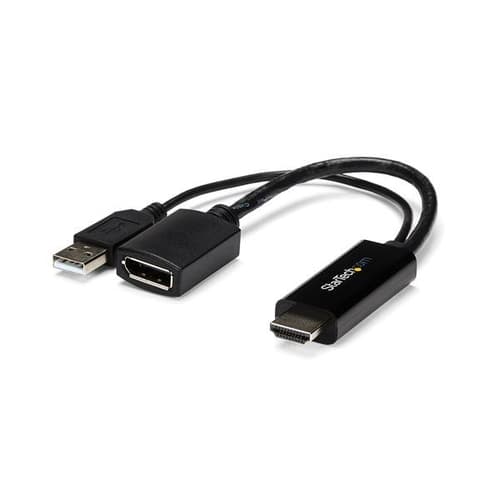 StarTech.com 4K 30Hz HDMI to DisplayPort Video Adapter w/ USB Power - 6 in - HDMI 1.4 (Male) to DP 1.2 (Female) Active Monitor Converter (HD2DP) - Adapter cable - HDMI, USB (power only) male to DisplayPort female - 25.5 cm - black - active, 4K30Hz (3840 x 2160) support - for P/N: SV211HDUC, SV221HUC4K