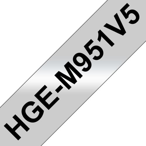 Brother HGE-M951V5 - Black on silver - Roll (2.4 cm x 8 m) 5 cassette(s) laminated tape - for P-Touch PT-9500pc, PT-9700PC, PT-9800PCN, P-Touch R RL-700S