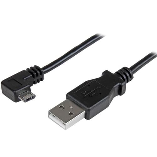 StarTech.com 2m 6 ft Micro-USB Charge-and-Sync Cable - Right-Angle Micro-USB - M/M - USB to Micro USB Charging Cable - 24 AWG (USBAUB2MRA) - USB cable - Micro-USB Type B (M) to USB (M) - USB 2.0 - 2 m - molded, right-angled connector - black - for P/N: USB2PCARBK, USB2PCARBKS, USBEXTAA10BK, USBEXTAA6BK, USBLT2PCARW, USBUB2PCARB