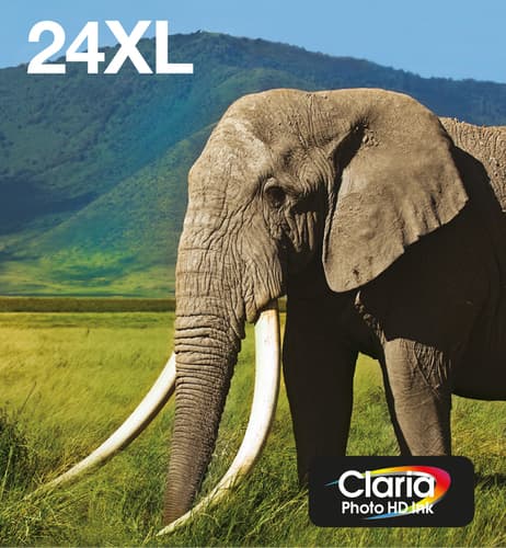 Epson Ink Cartridges, Claria" Photo HD Ink, 24XL, Elephant, Multipack, 1 x 8.7 ml Magenta, 1 x 9.8 ml Light Cyan, 1 x 10.0 ml Black, 1 x 9.8 ml Light Magenta, 1 x 8.7 ml Yellow, 1 x 8.7 ml Cyan, XL
