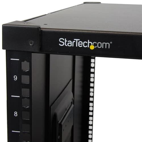 StarTech.com 9U Open Frame Rack with Wheels - 4 Post 23" Deep Portable Open Frame Cabinet for 19" Network, Data & Server Equipment - 220 lbs capacity (RK960CP) - Rack - black - 9U - 23" — view 3