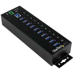 StarTech.com 10-Port USB 3.0 Hub - Metal Industrial USB-A Hub with ESD & Surge Protection - Din Rail, Wall or Desk Mountable - TAA Compliant USB Expander Hub (ST1030USBM) - Hub - 10 x SuperSpeed USB 3.0 - DIN rail mountable - DC power - for P/N: ITB20D3250, USB312SAT3CB, USB315CB2M, USBLT1MWS, USBLT2MBR, USBLTM1MBK, USBLTM1MWH