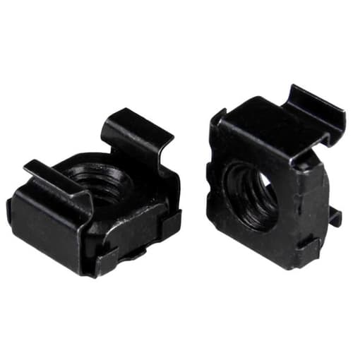 StarTech.com M6 Cage Nuts - 50 Pack, Black - M6 Mounting Cage Nuts for Server Rack & Cabinet (CABCAGENUT6B) - Cage nuts - black (pack of 50) - for P/N: RACK-18U-20-WALL-OA, RACK-21U-20-WALL-OA, RACK-24U-20-WALL-OA, RK12OD2, RK3236BKF