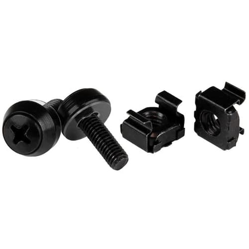 StarTech.com M5 x 12mm Screws and Cage Nuts - 100 Pack - M5 Mounting Screws and Cage Nuts for Server Rack and Cabinet - Black (CABSCREWM52B) - Rack screws and nuts - black - for P/N: RACK-18U-20-WALL-OA, RACK-21U-20-WALL-OA, RACK-24U-20-WALL-OA, RK12OD2, RK3236BKF