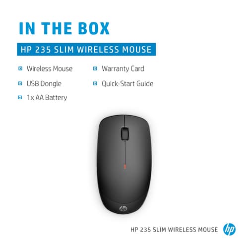 HP 235 Slim - Mouse - optical - 3 buttons - wireless - 2.4 GHz - USB wireless receiver - black — view 4
