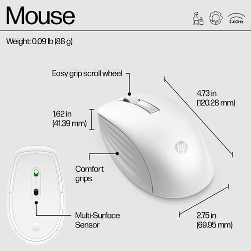 HP 655 WIRELESS KEYBOARD + MOUSE WHT — view 5