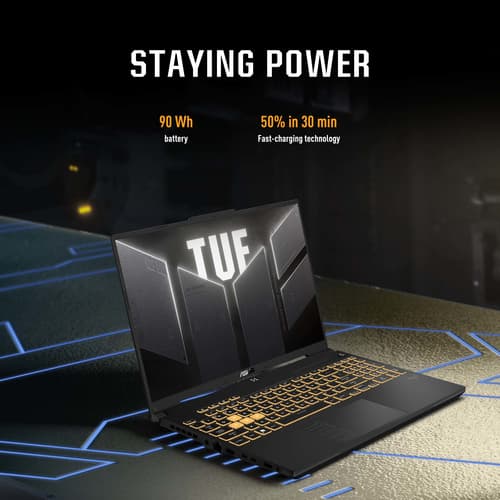 ASUS TUF Gaming F16 FX607VU-RL033W - Intel Core i7 - 13620H / up to 4.9 GHz - Win 11 Home - GeForce RTX 4050 - 16 GB RAM - 512 GB SSD NVMe - 16" 1920 x 1200 @ 144 Hz - Gigabit Ethernet - Wi-Fi 6, Bluetooth - mecha grey — view 17