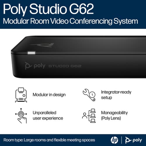 Poly Studio G62 - Video conferencing system - Certified for Microsoft Teams, Certified for Poly Video - black - with Mounting Plate Kit — view 3