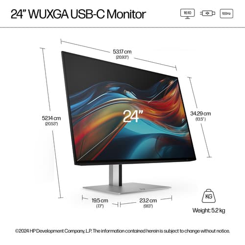 HP 724pu - Series 7 Pro - LED monitor - 24" - 1920 x 1200 WUXGA @ 100 Hz - IPS - 350 cd/m� - 1500:1 - 5 ms - HDMI, DisplayPort, USB-C - black, silver — view 5