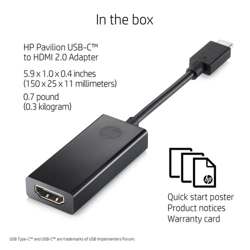 HP - Adapter - 24 pin USB-C male to HDMI female — view 3