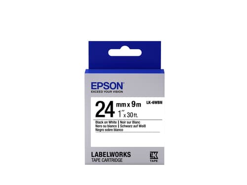 Epson LabelWorks LK-6WBN - Black on white - Roll (2.4 cm x 9 m) 1 roll(s) label tape - for LabelWorks LW-1000P, LW-600P, LW-700, LW-900P, LW-Z700FK, LW-Z710, LW-Z900FK