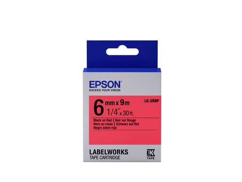 Epson LabelWorks LK-2RBP - Black on red - Roll (0.6 cm x 9 m) 1 roll(s) label tape - for LabelWorks LW-1000, 300, 400, 600, 700, 900, K400, Z700, Z710, Z900