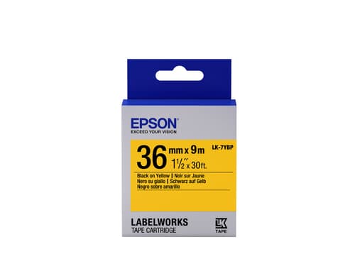 Epson LabelWorks LK-7YBP - Black on yellow - Roll (3.6 cm x 9 m) 1 roll(s) label tape - for LabelWorks LW-1000P, LW-900P, LW-Z900FK