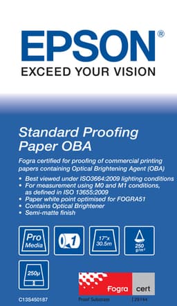 Epson Media, Media, Roll, Standard Proofing Paper OBA, Graphic Arts - Proofing Paper, 17" x 30.5m, 250 g/m2